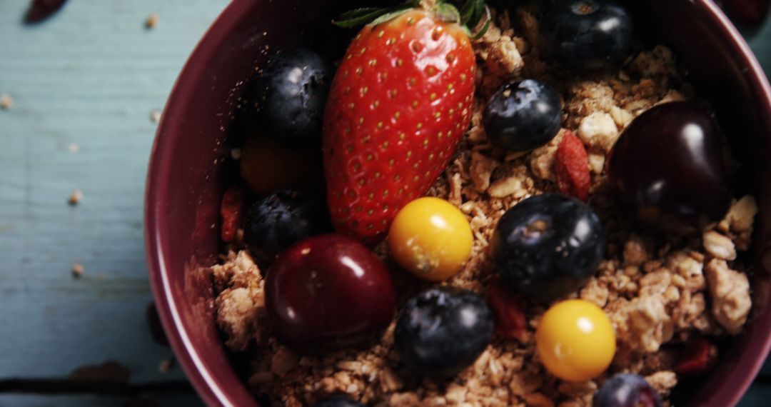 Healthy Granola Bowl with Fresh Berries and Fruits - Free Images, Stock Photos and Pictures on Pikwizard.com