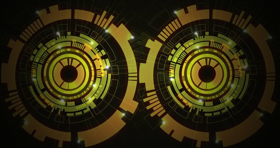 Futuristic Digital Interface with Circular Patterns and Light Spots