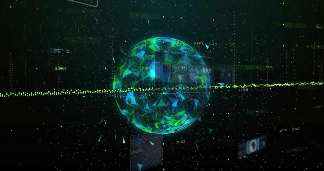 Futuristic Holographic Sphere in Digital Cyberspace