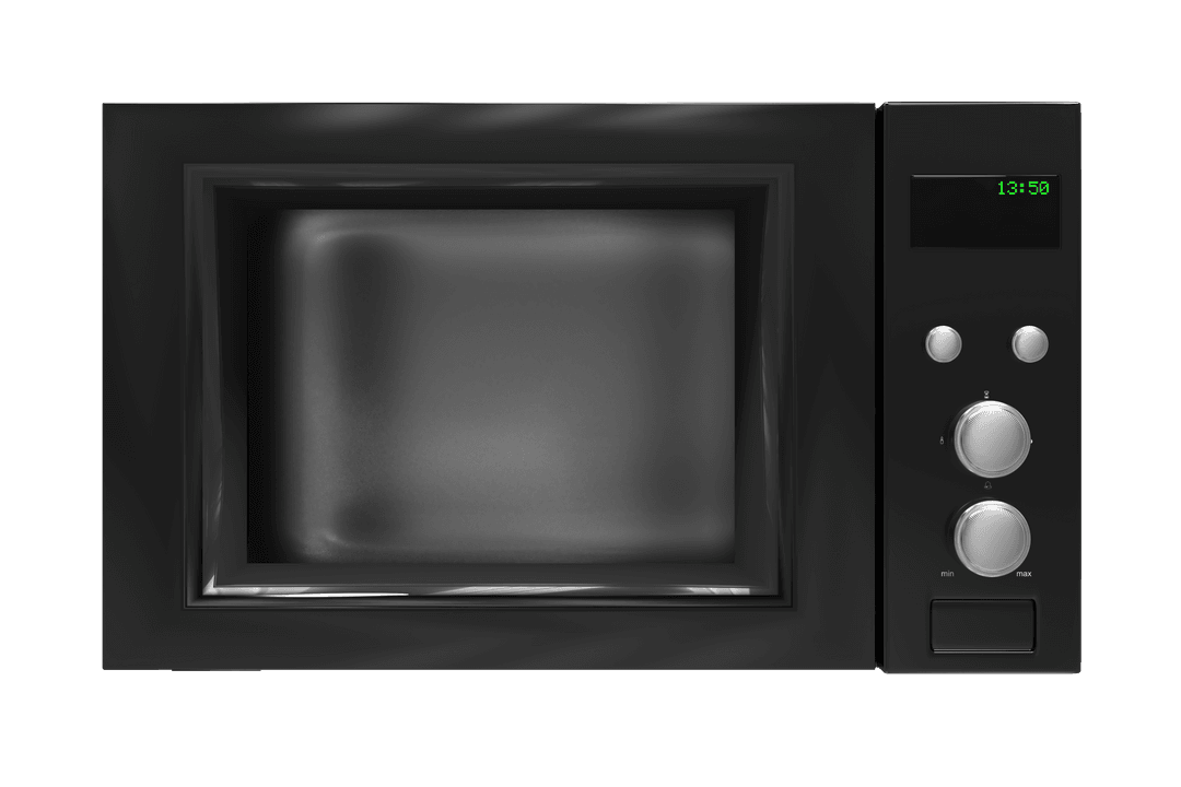Digital Black Microwave on Transparent Background Isolated