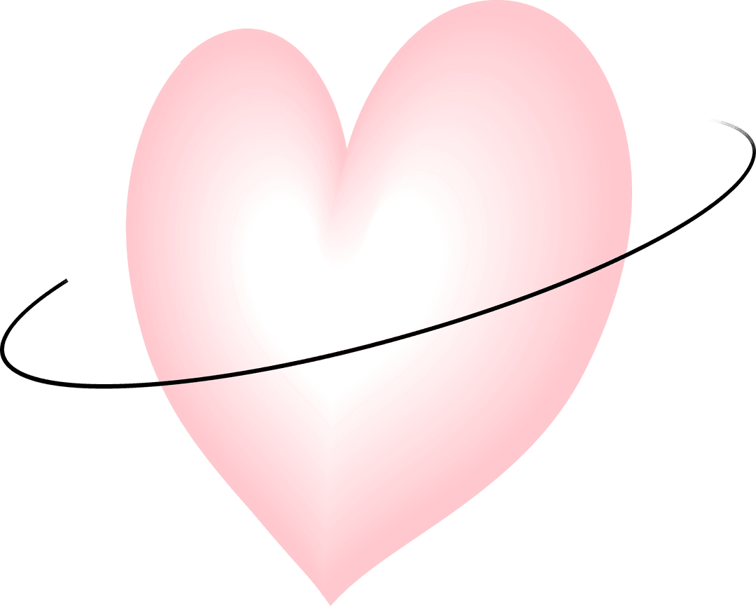 Pink Heart with Ellipse Orbit on Transparent Background