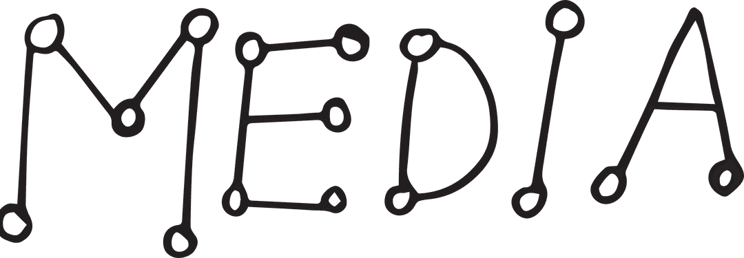 Connected Media Text with Dots on Transparent Background