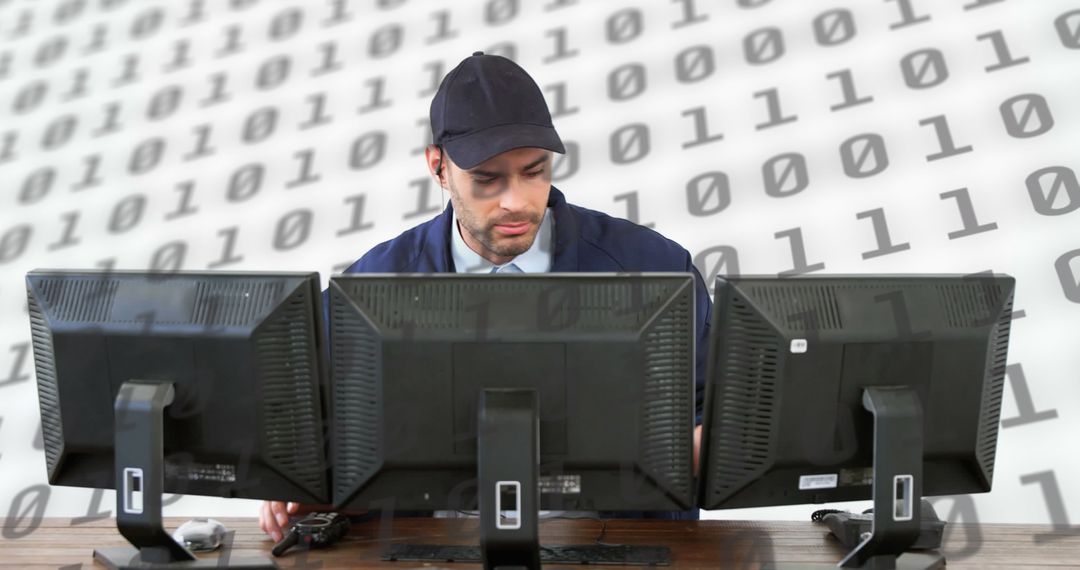 Analyst Gathering Data Using Multiple Monitors with Digital Analytics