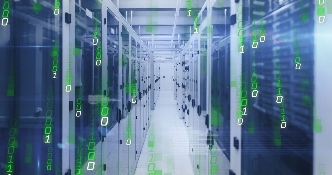 futuristic data center with binary code overlay - Free Images, Stock Photos and Pictures on Pikwizard.com