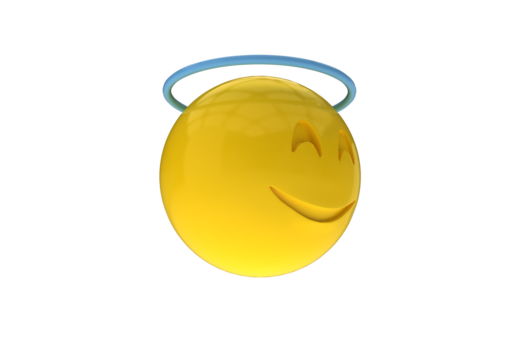 3D Yellow Emoji with Halo Smiling on Transparent Background - Download Free Stock Images Pikwizard.com