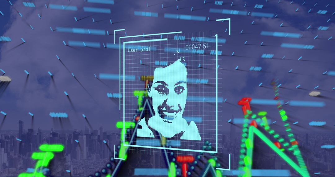 Digital Identity Protection Concept Over Cityscape