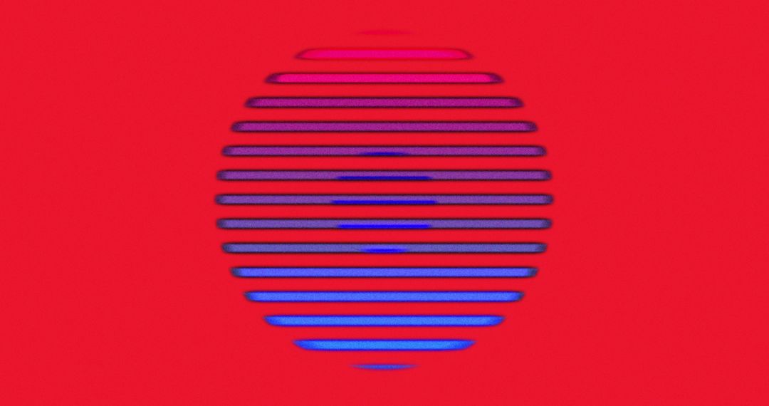 Vibrant Abstract Lines Creating Colorful Orb on Red Background