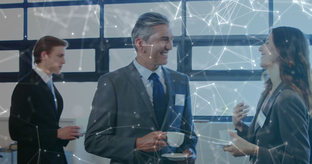 Business People Discussing With Digital Network Overlay