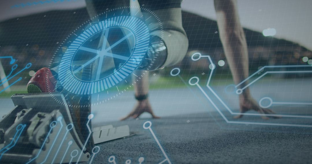 Paralympic Sprinter with Digital Interface Illustrations