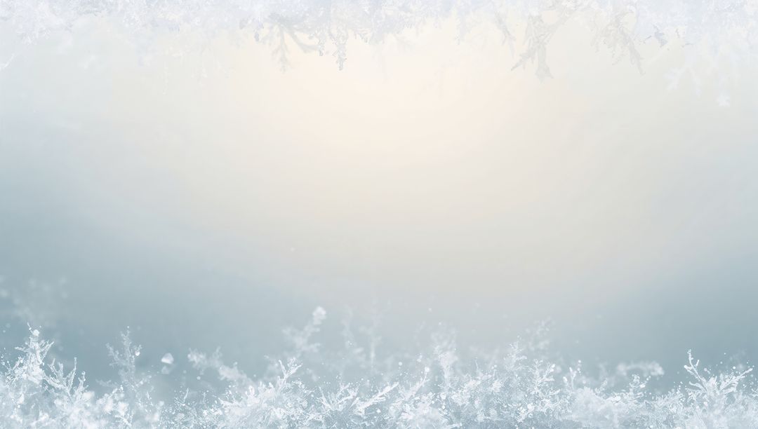 Frosted Crystal Border with Soft Gradient and Snowflake Bokeh for Winter Cards