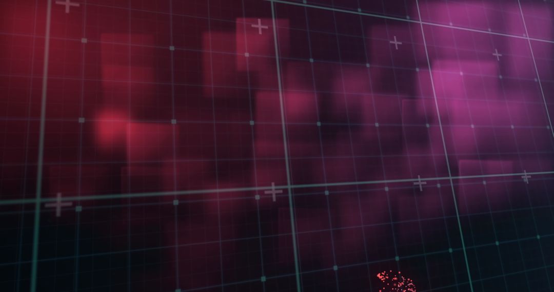 Digital Wave Over Grid Network with Red Abstract Background