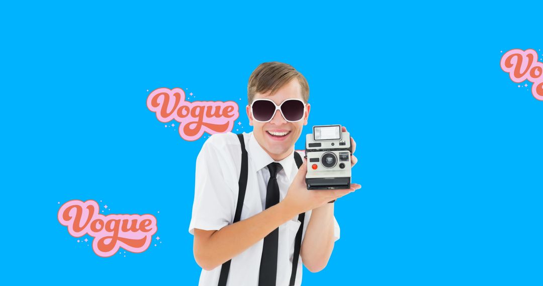 Young Photographer Embracing Retro Style