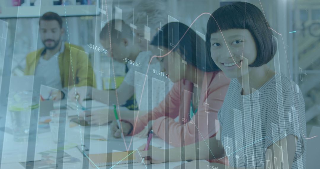 Diverse Team Analyzing Financial Growth with Creative Strategies