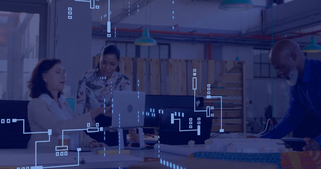 Digital Interface and Professionals in Modern Workspace