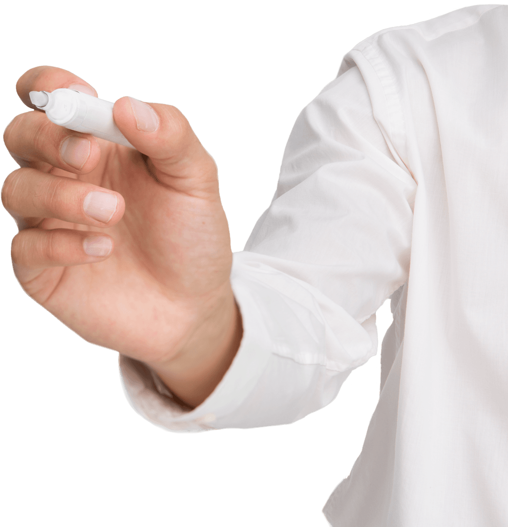 Hand Holding Marker Against Transparent Background for Business Design