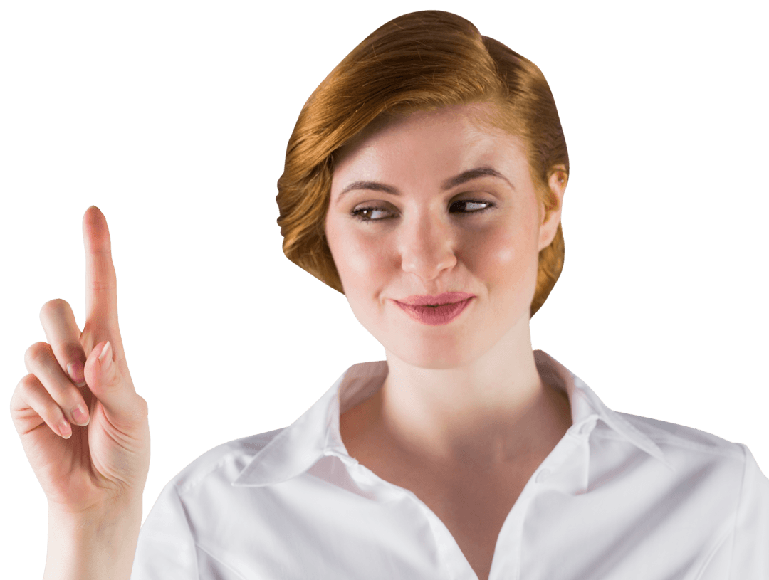 Smiling Businesswoman Pointing Transparent Background