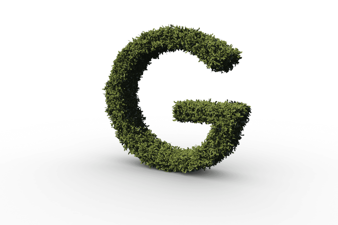 3D Transparent Leafy Letter G Isolated Design
