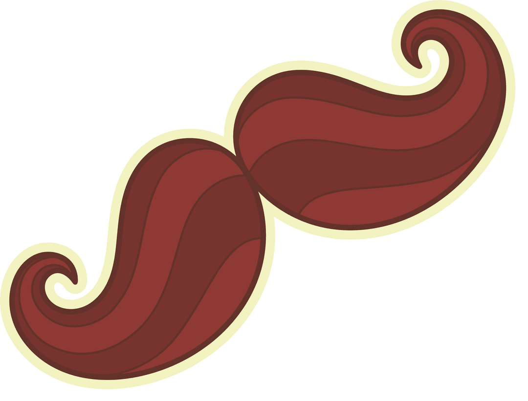 Retro Cartoon Handlebar Mustache on Transparent Background