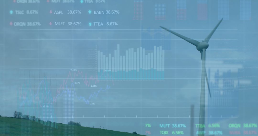 Digital Interface with Wind Turbine Symbolizing Eco-Friendly Technology