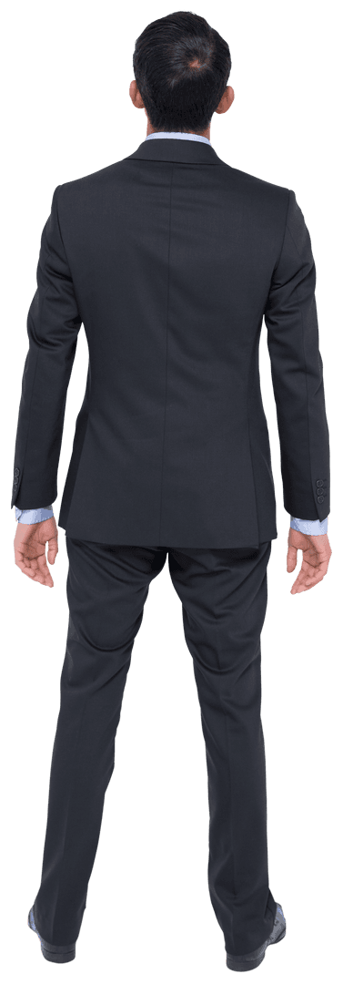 Transparent Businessman Standing in Suit with Back to Camera