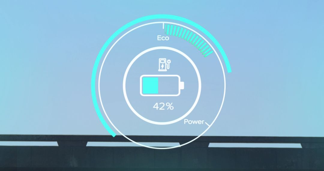 Battery Level Interface Overlay on Moving Cars Background