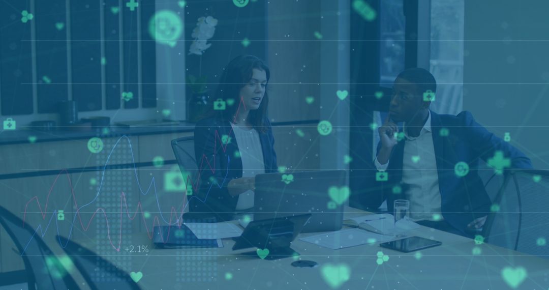 Diverse Team Discussing Financial Data Network Interface