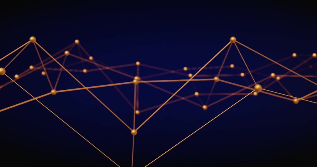 Digital Network of Glowing Connections on Dark Background