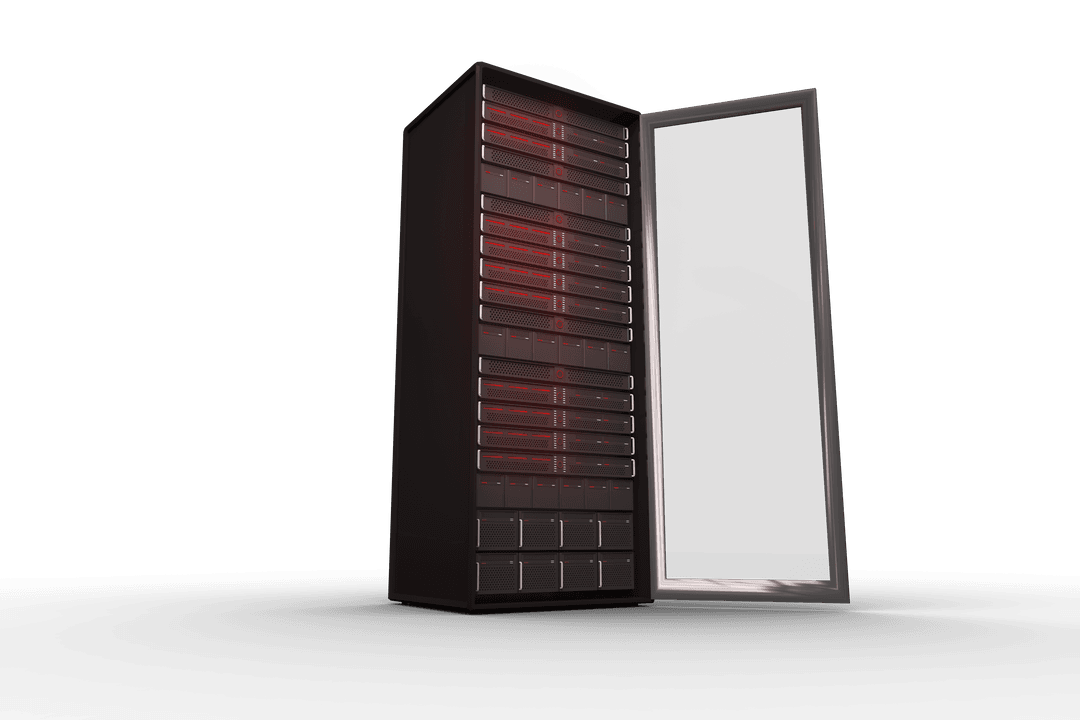 Transparent Computer Server with Red Lights and Open Door - Download Free Stock Images Pikwizard.com