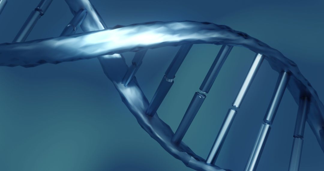 Digital Render of Spinning Blue DNA Strand