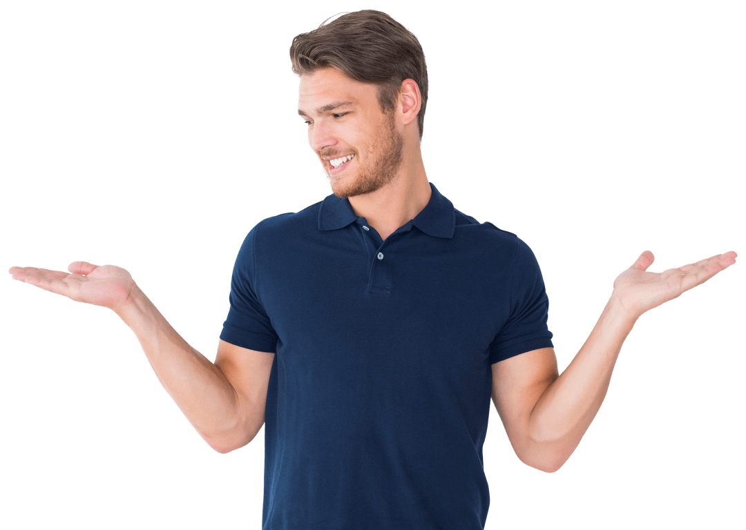 Transparent Man Gesture Open Hands Appealing Confused Shrug Expression