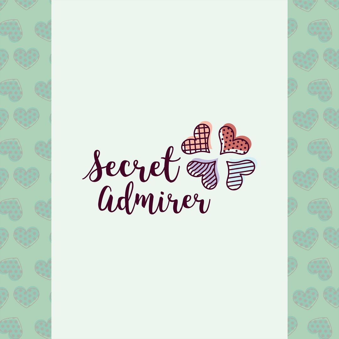 Secret Admirer Text with Hearts on Transparent Background