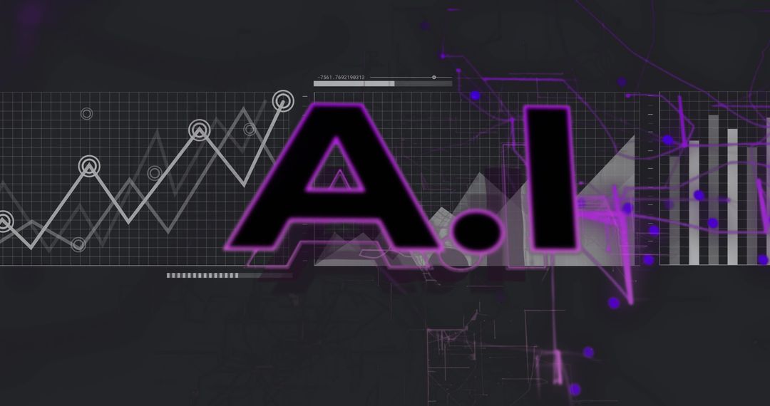 Futuristic AI Concept with Data Visualization and Neon Glows