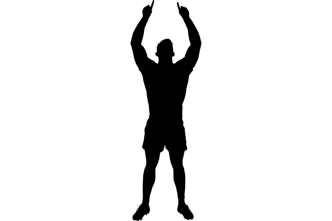 Silhouette of Energetic Male Football Player on Transparent Background