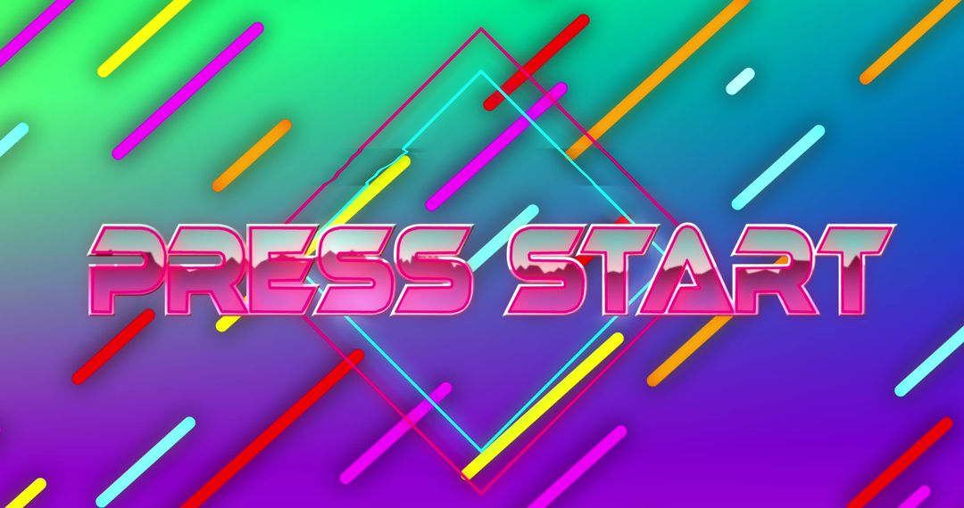 Colorful Press Start Banner with Light Trails and Gradient Background