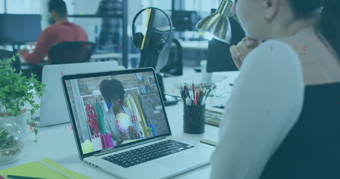 Businesswoman Engaging in Virtual Meeting with Colleague