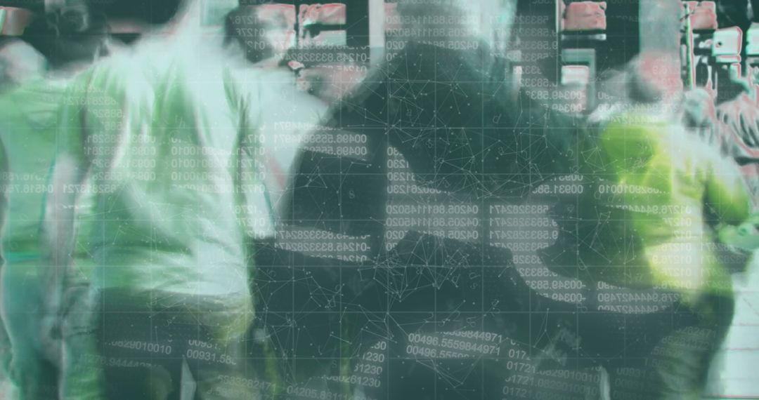 Hooded Figure in Digital Matrix with AI Connectivity Overlay