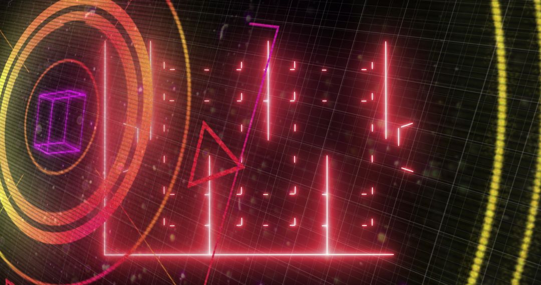 Futuristic Neon Tunnel with Spinning Glowing Circles