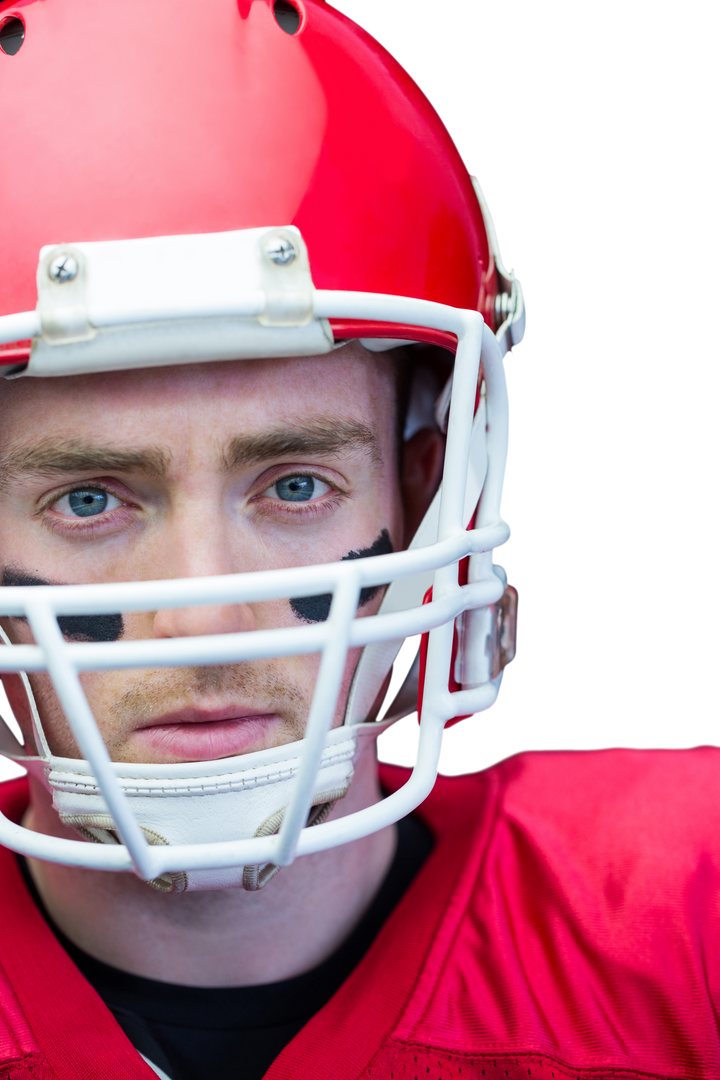 Focused American Football Player In Red Helmet And Uniform, Transparent Background - Download Free Stock Images Pikwizard.com