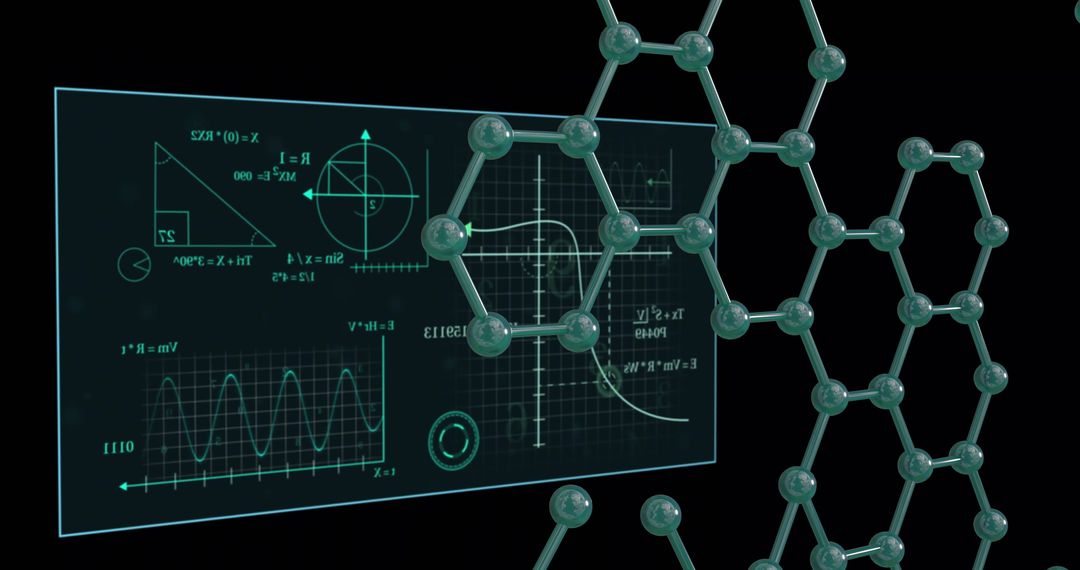 Futuristic Interface with Molecular Structure and Scientific Data