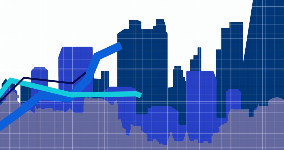 Digital Data Overlay on Cityscape with Graph Lines