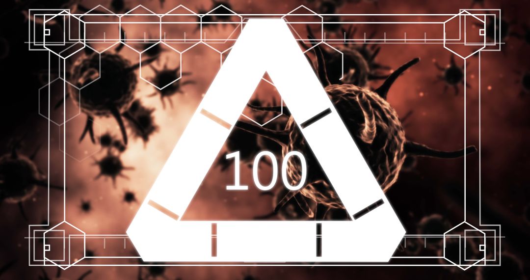 Geometric Triangle Overlay with COVID-19 Virus Cells