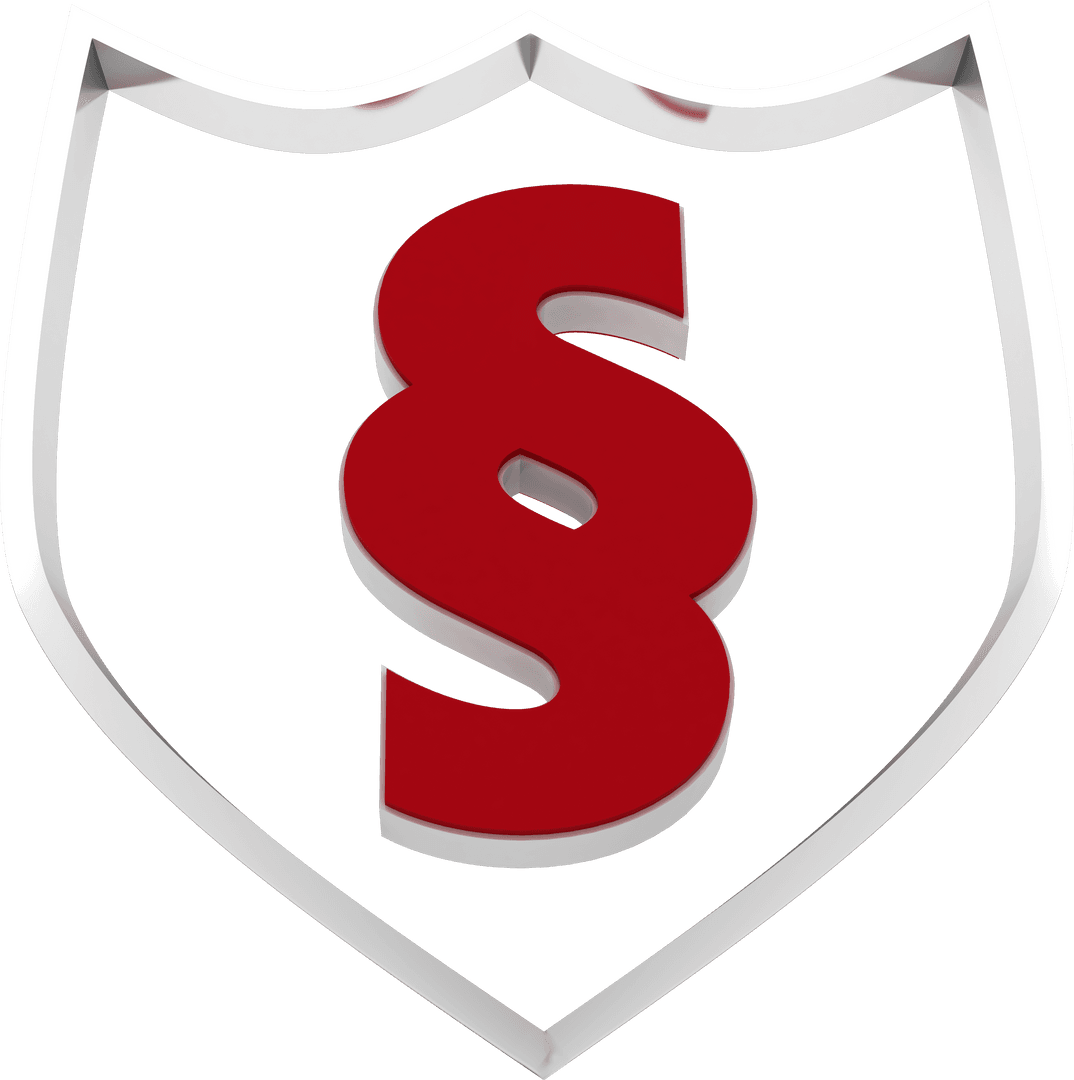 Transparent Section Symbol in Red Shield Vector Icon