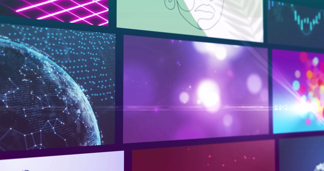 Digital Screens Showcasing Technology and Business Concepts