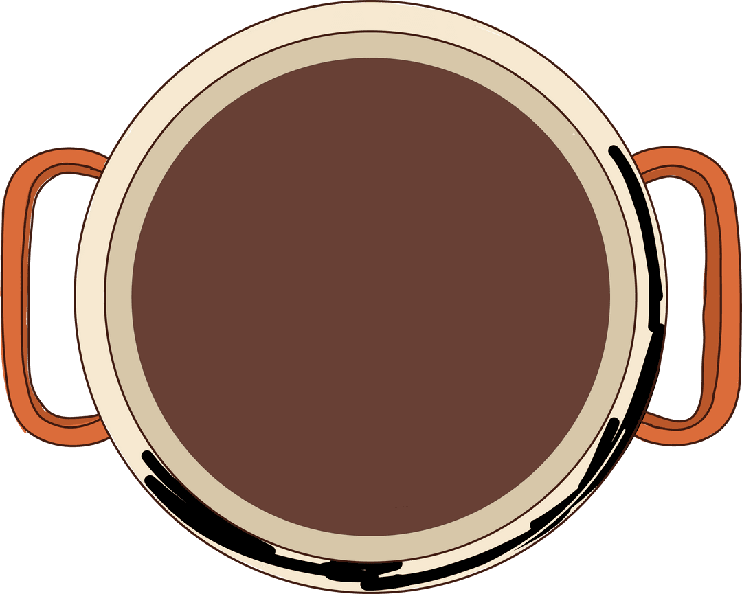 Transparent Flat Design Cooking Pot With Orange Handles on Transparent Background