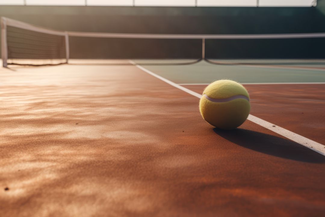 Close up of yellow tennis ball with shadow on tennis court created using generative ai technology - Free Images, Stock Photos and Pictures on Pikwizard.com
