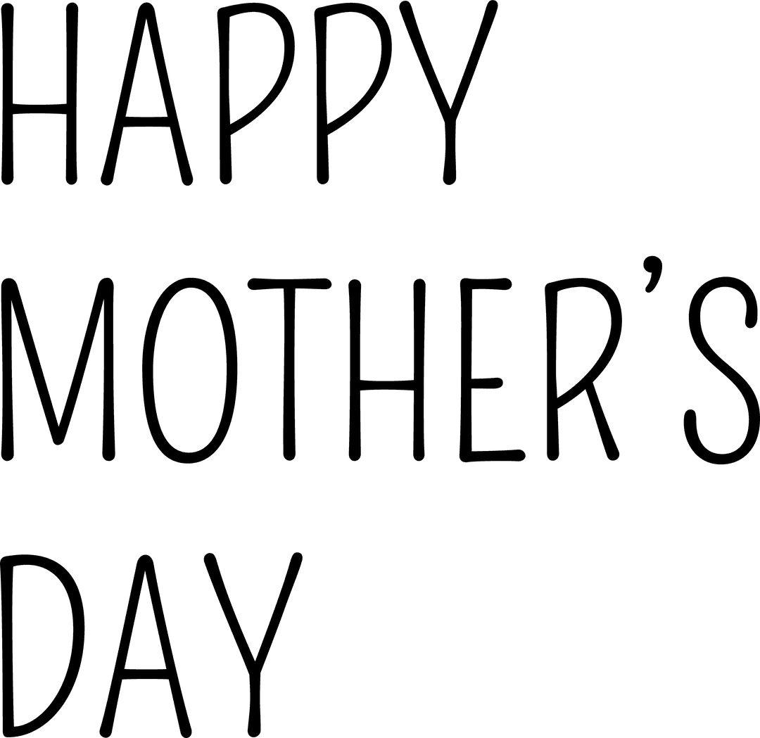 Happy Mother's Day Text Stylish Transparent Background Design