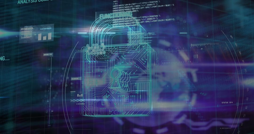 Digital Security Concept with Circuit Padlock Overlay