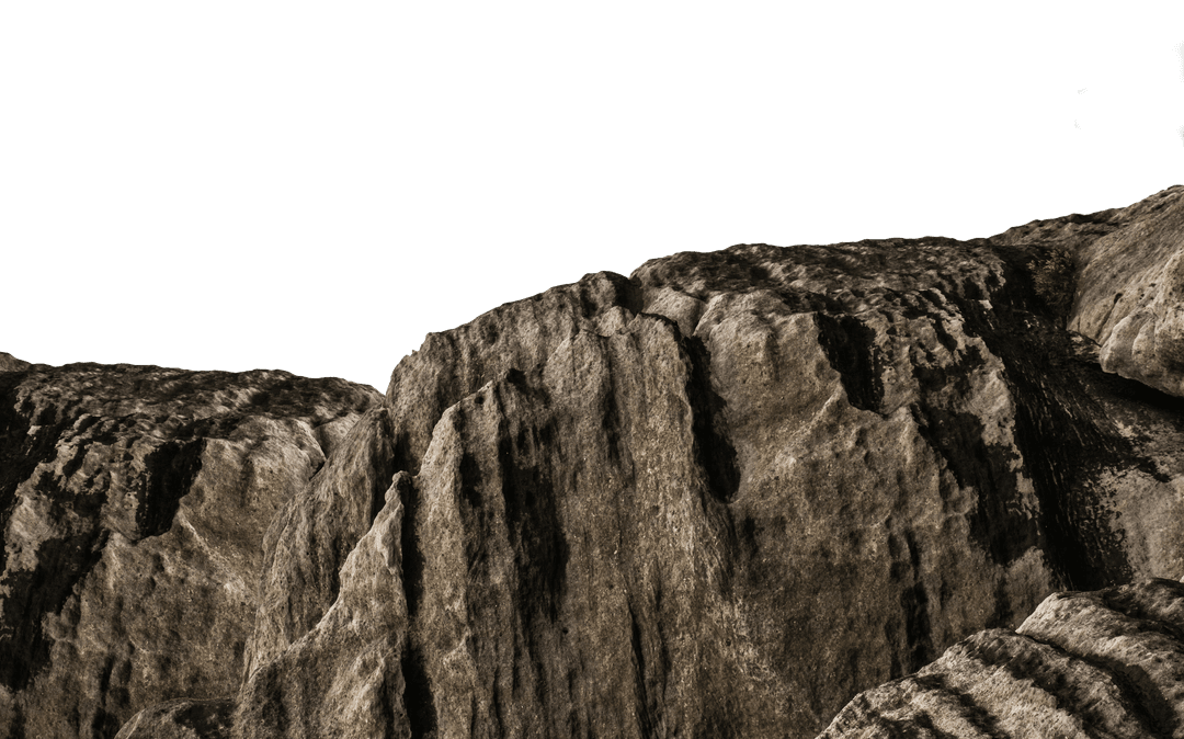 Transparent Rocky Mountain Texture with Clear Sky Background