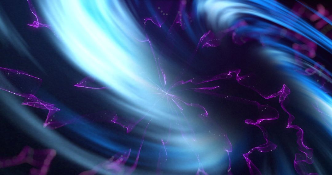 Abstract Digital Spiral with Blue Lights and Purple Smoke