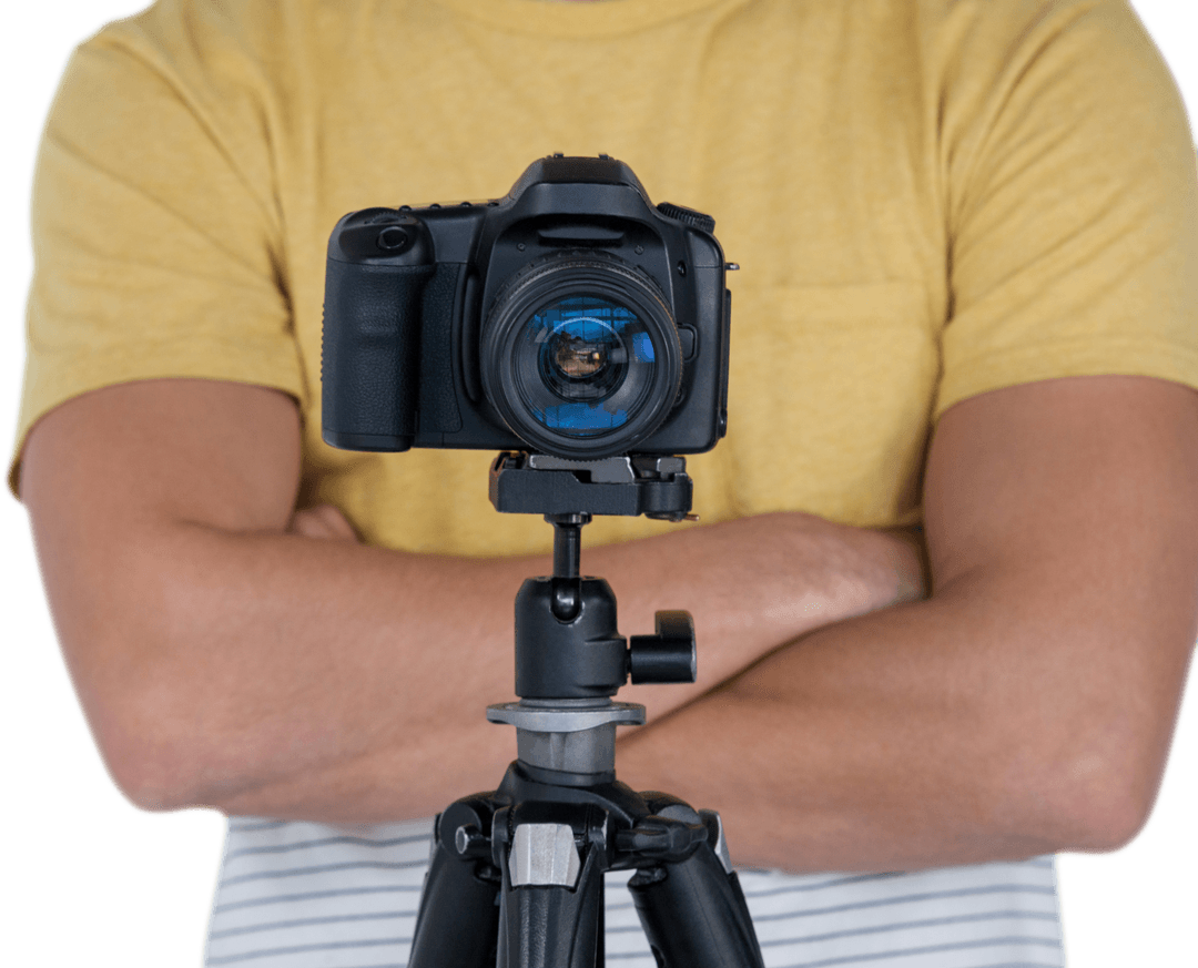 Digital Camera on Tripod with Transparent Background